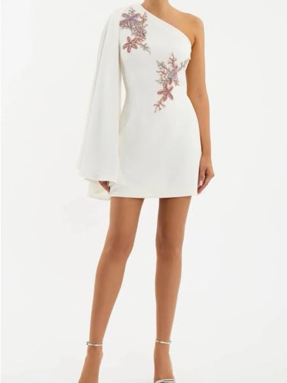 Rebecca Vallance- Chantara One-Shoulder Ivory Embellished Mini Dress